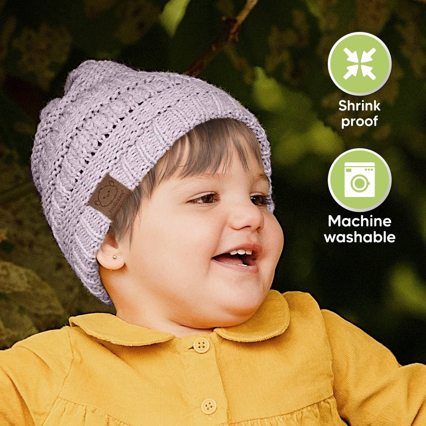 KeaBabies 3-Pack Warmzy Baby Beanies (Mauve, M)