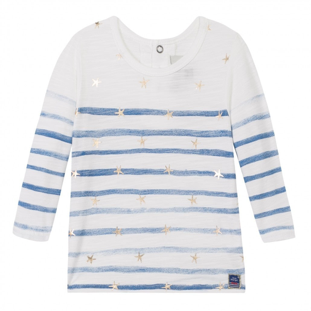 Jean Bourget - Baby Girl Tiny Fille Casual Chic Stars and Stripes Tee, White