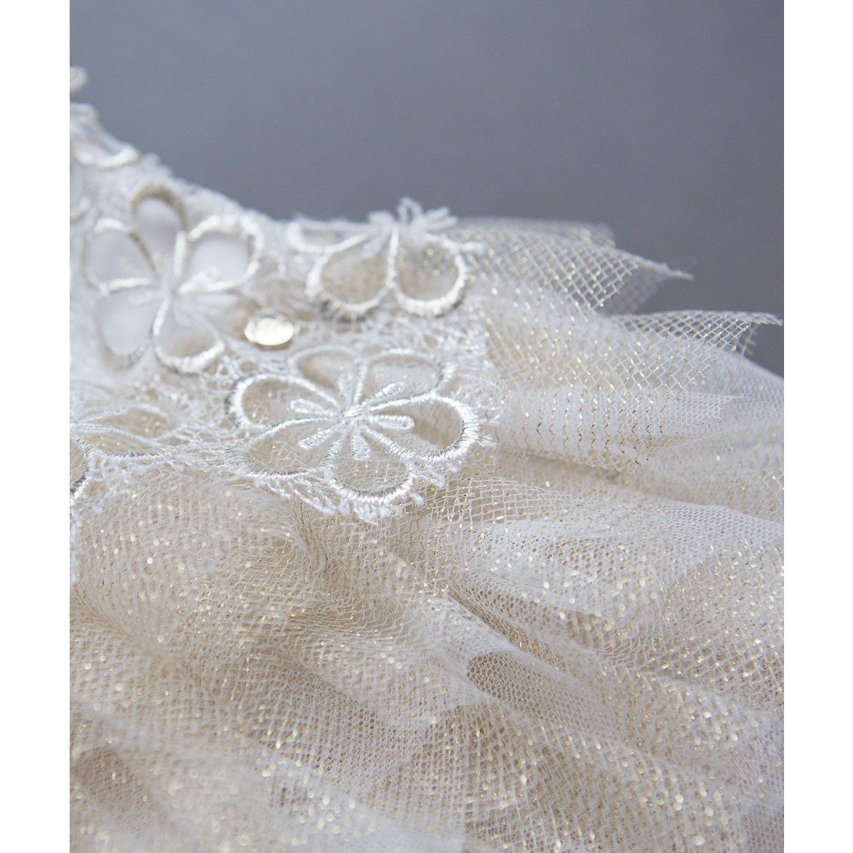 Microbe by Miss Grant Couture - Baby Girls Gold Embroidered Tulle Dress
