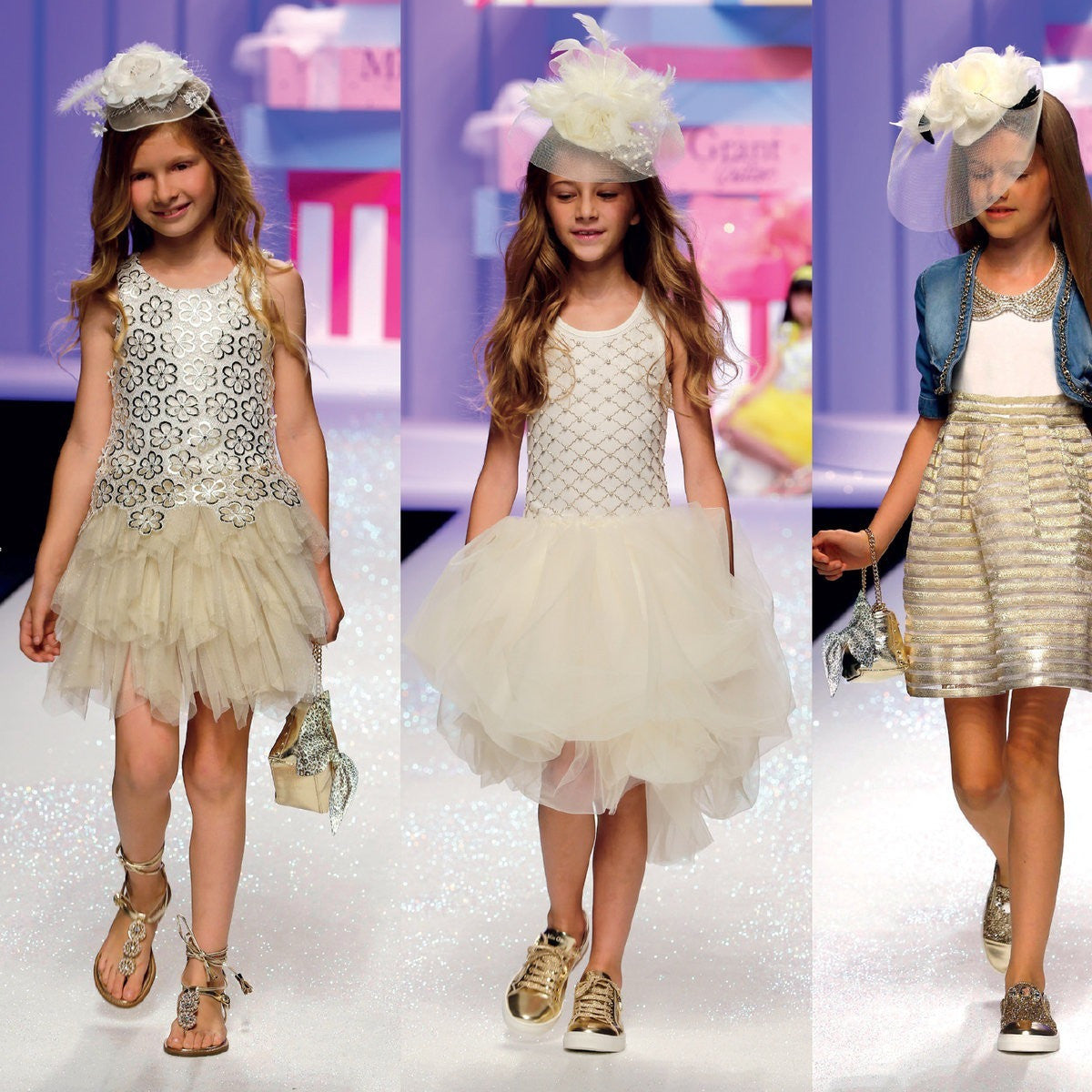 Microbe by Miss Grant Couture - Baby Girls Gold Embroidered Tulle Dress