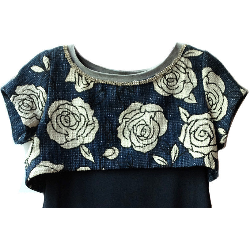 Monnalisa Jakioo - Girls Rose Pattern Print Top + Acetate Dress - Monnalisa - Dresses - www.kidinvogue.com