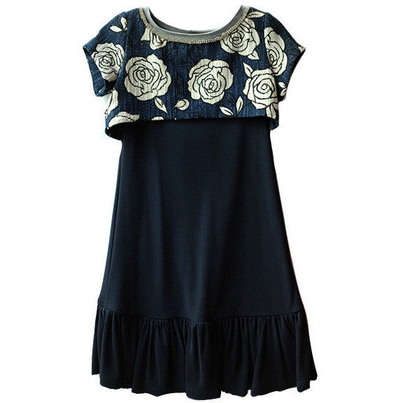 Monnalisa Jakioo - Girls Rose Pattern Print Top + Acetate Dress - Monnalisa - Dresses - www.kidinvogue.com