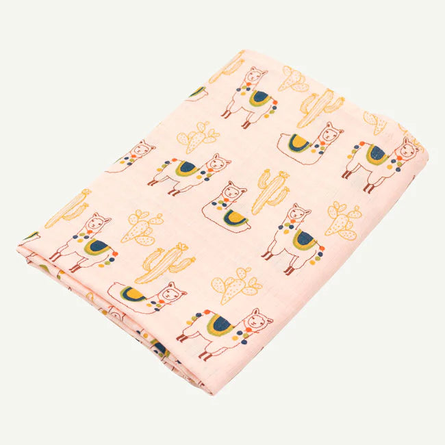 Light Pink Llama Print Swaddle