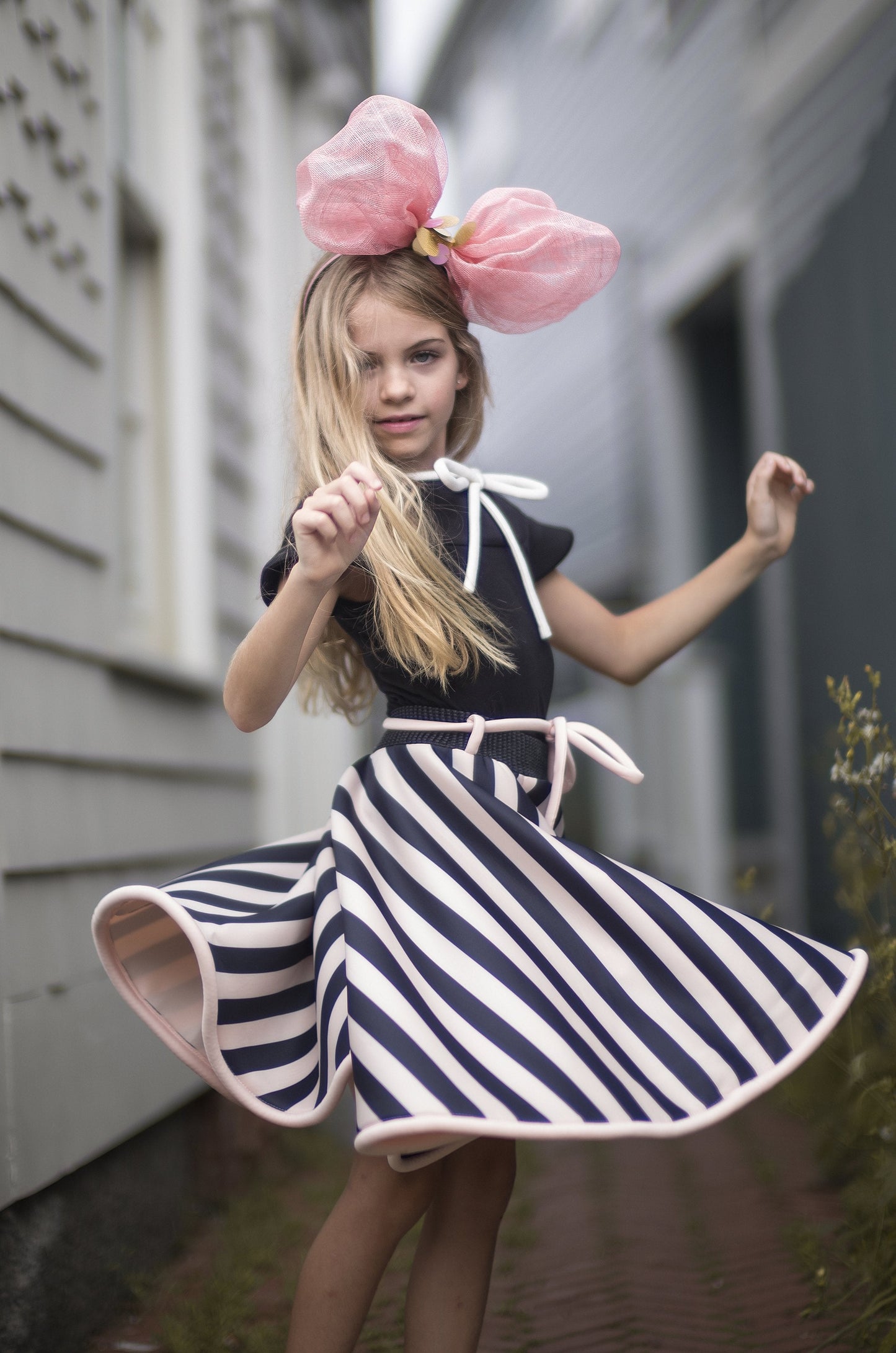 NIKOLIA - Spin Skirt in Pink and Black Stripe