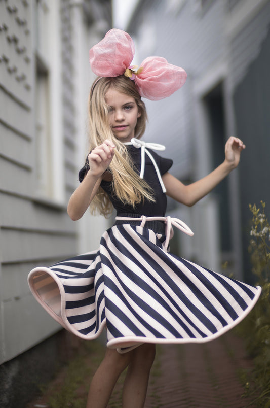 NIKOLIA - Spin Skirt in Pink and Black Stripe