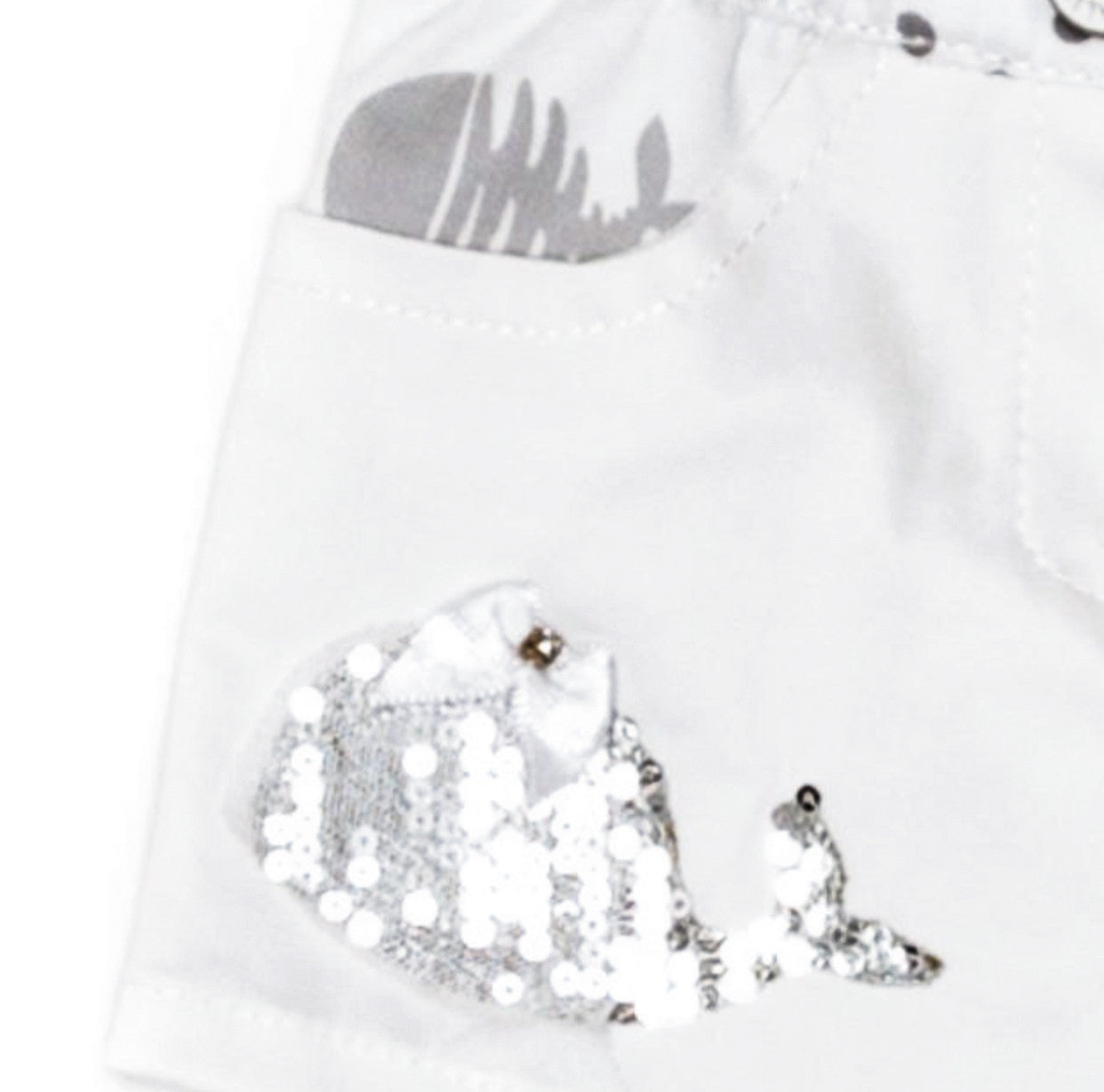 Monnalisa - Baby Girls Whale Polka Dot Shorts With Sequins, White