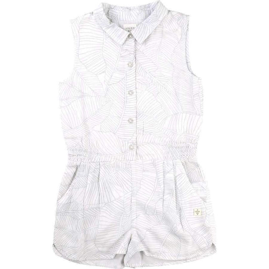 Carrément Beau - Girls Leaf Romper, White