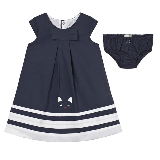 Catimini - Baby Girl Cat Graphic City Dress, Navy