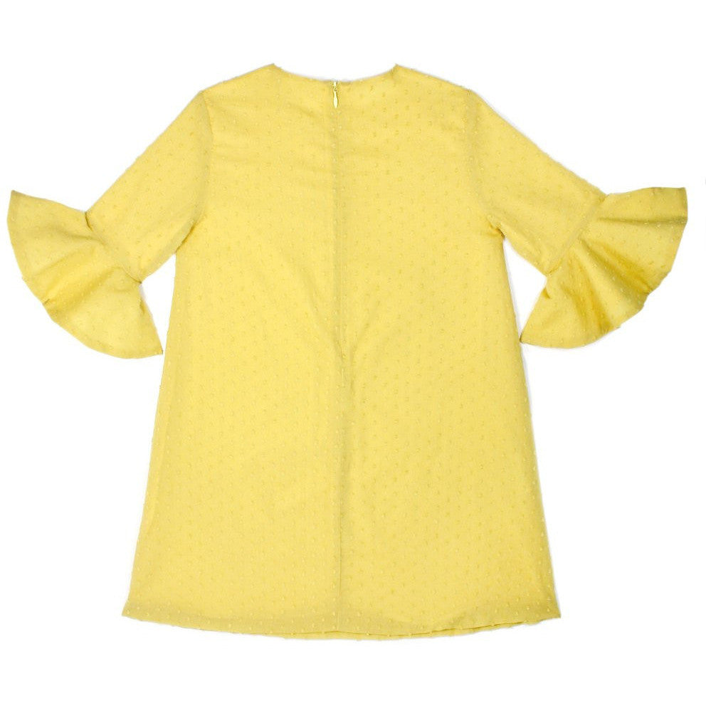 Natty NY - Girls Yellow Swiss Dot Flounce Sleeve Dress - NattyNY - Dresses - www.kidinvogue.com