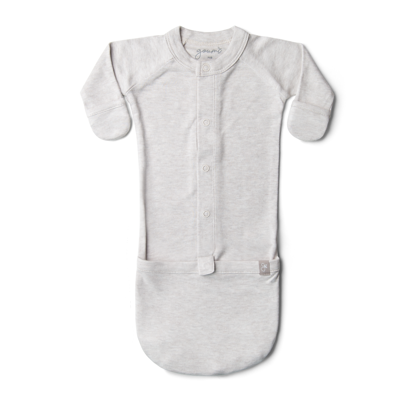 Goumi- Viscose Bamboo + Organic Cotton Convertible Gown- Storm Gray - Preemie